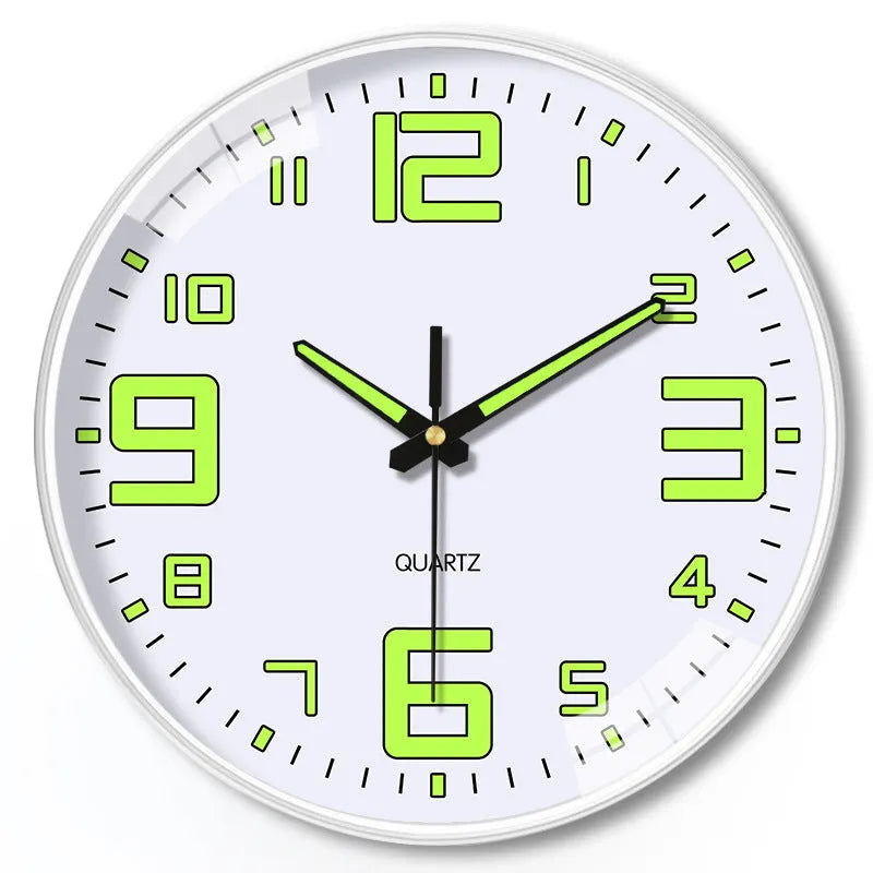 8 inch diameter luminous wall clock with modern design and plastic casing