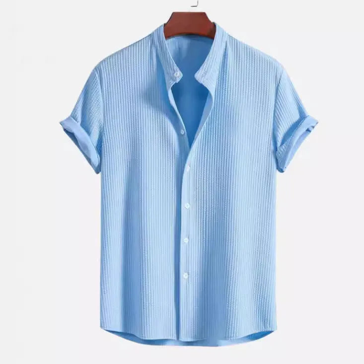 Men's short sleeve loose shirt in polyester fibre available in multiple colours