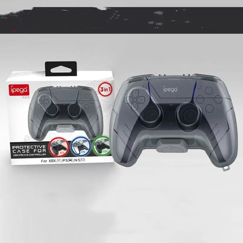 Grey transparent plastic hard storage case for game controllers.