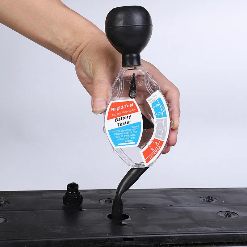 Handheld suction electrolyte hydrometer tool for testing lead-acid battery fluid density