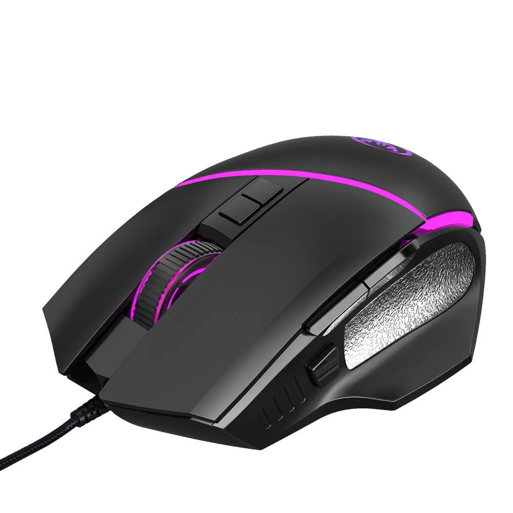 A876 black wired gaming mouse with 8 buttons and 7-colour breathing light