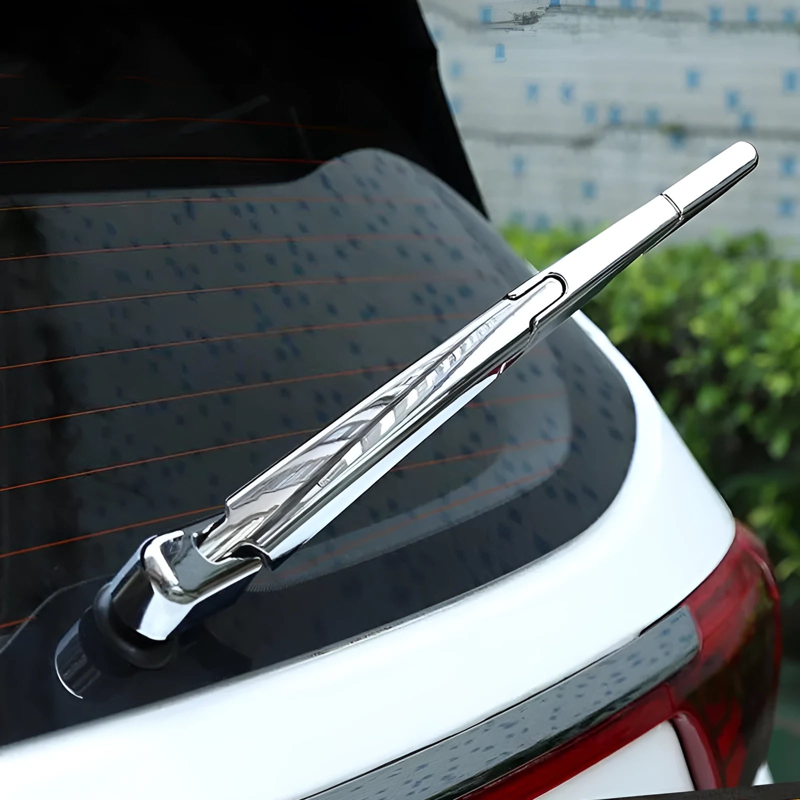 Set of four silvery black ABS plastic rear wiper trim covers for a Hyundai car.