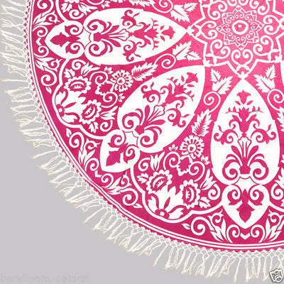 Fashion beach towel for women with bohemian pattern in five colours including green, pink, and gradient purple