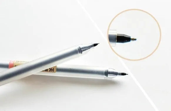 Set of 12 Muji gel pens with 0.5mm fine tips on a white background.