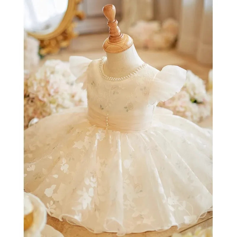 White girls princess dress with catwalk style, light luxury Western design, polyester fabric, suitable for heights 80-150cm