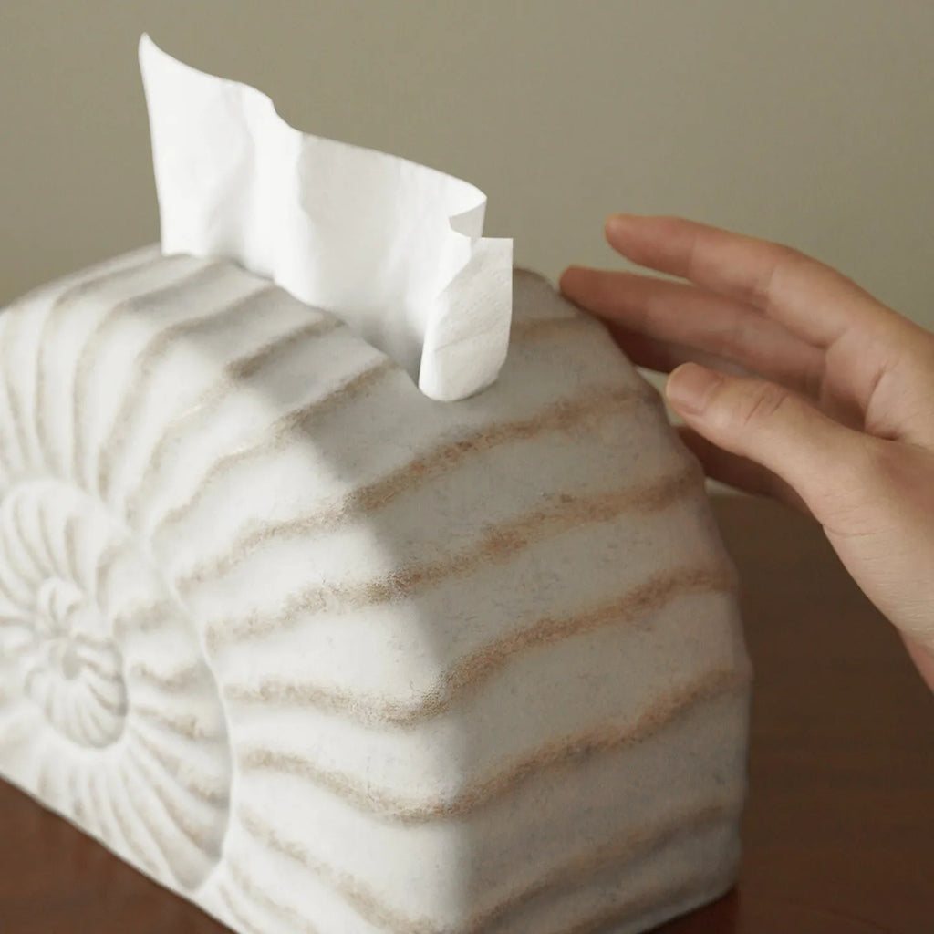 Resin conch ramble tissue box decorative cover for plastic tissue boxes