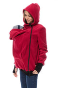 Red loose fit women's polar fleece sweater with long sleeves for autumn and winter