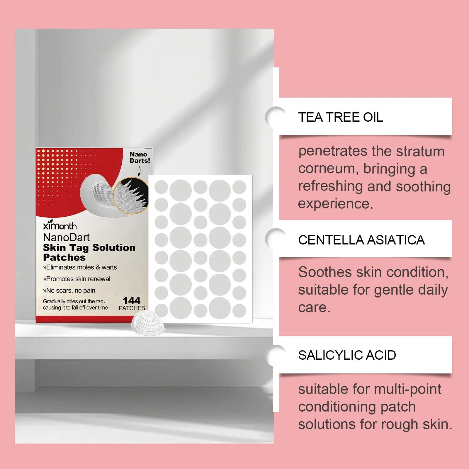 Pack of 144 skin wart invisible repair adhesive patches and one microneedle patch.