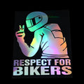 Respect For Bikers 15x11cm reflective decal sticker for automobiles in six colour options
