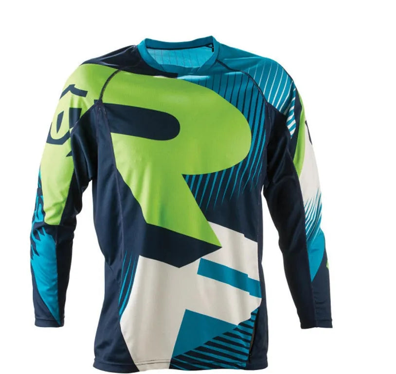Long sleeve mountain bike jersey in fluorescent green made from polyester fibre with Asian sizing