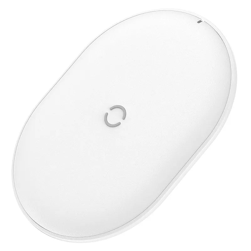 Baseus Rough 15W fast wireless charging pad for mobile phones in black or white.