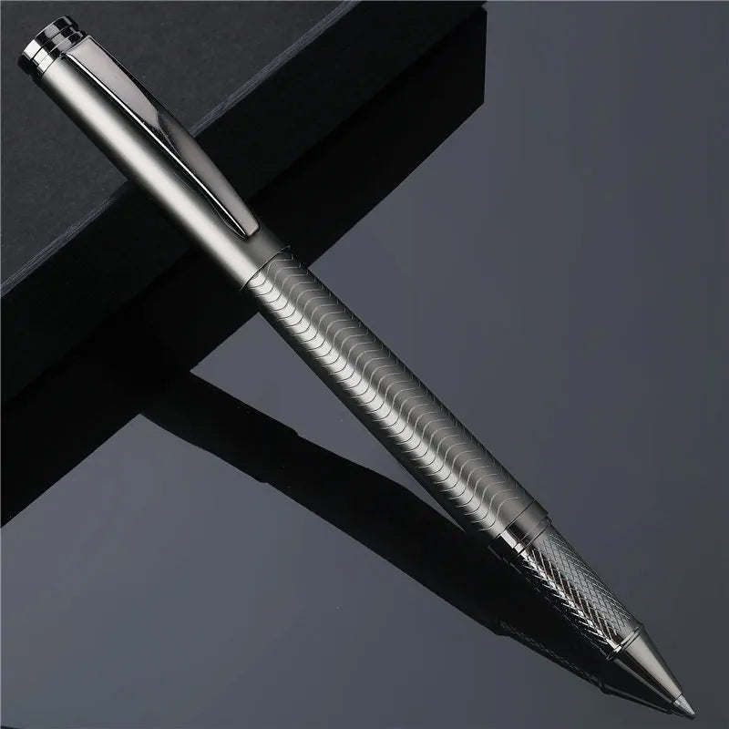 Metal signature pen with bullet nib and 0.5mm line in fog gun grey