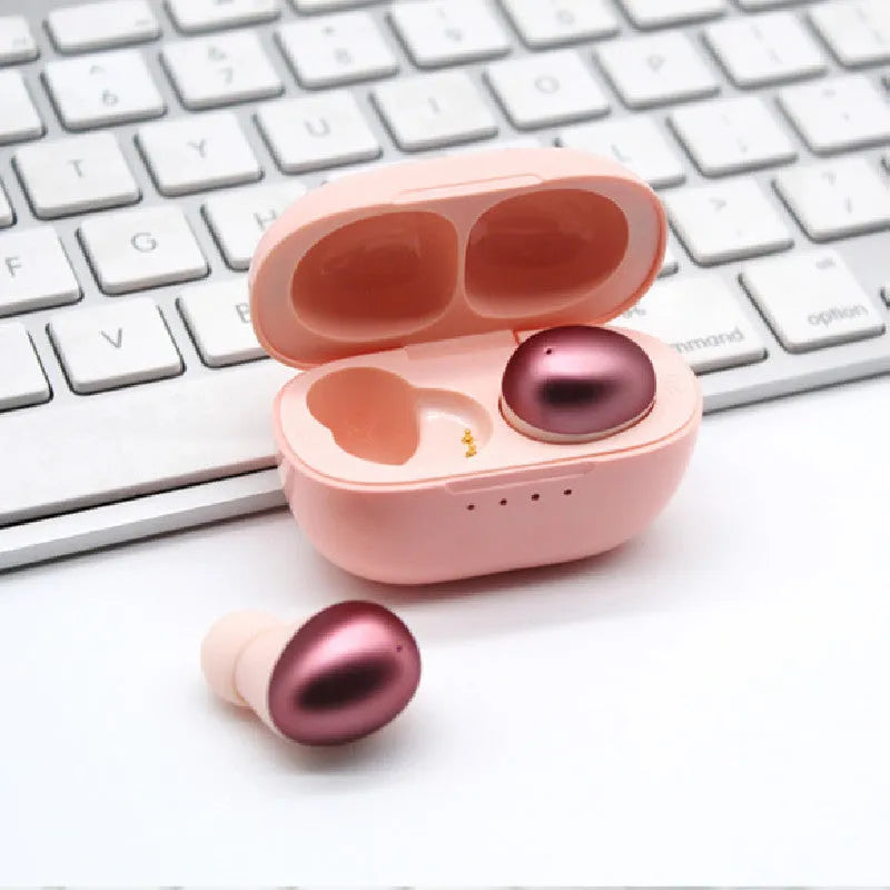 Black wireless Bluetooth earbud headset with stereo sound and call functionality