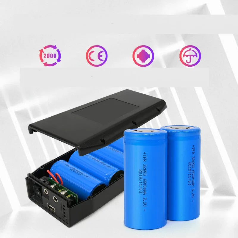 LF4100 black lithium iron phosphate portable battery pack with charger and DC cables