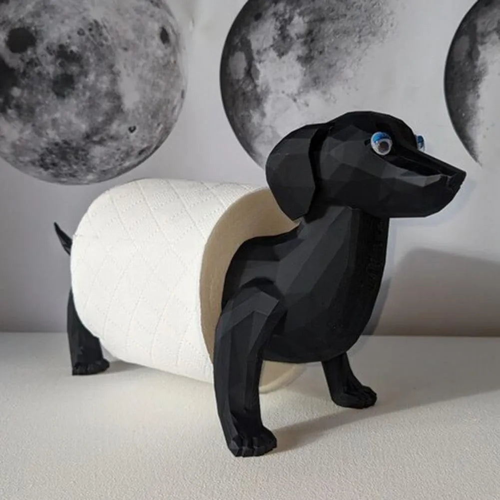 Creative animal dog-shaped tissue holder in solid colour, 8cm x 10.5cm, on a desk
