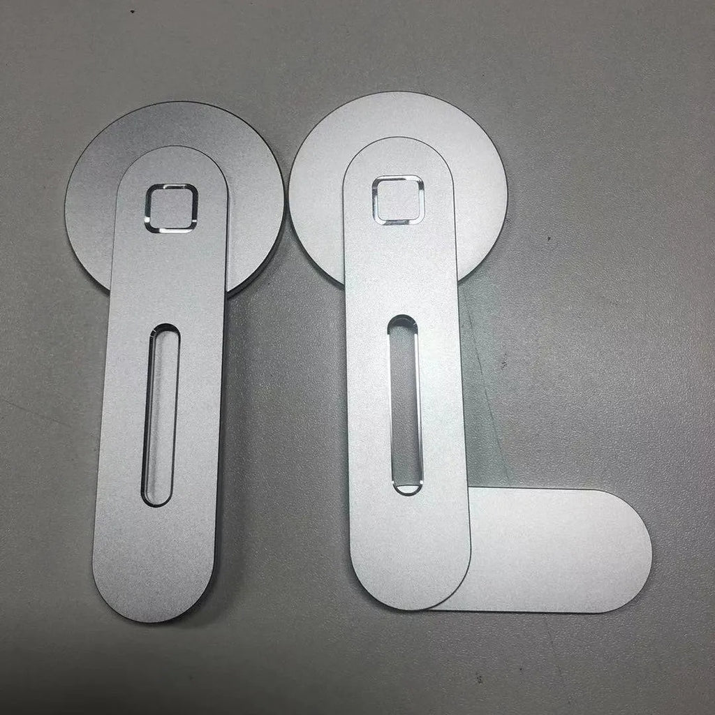 Aluminium magnetic laptop expansion bracket in silver colour for Apple MacBook desktop organisation