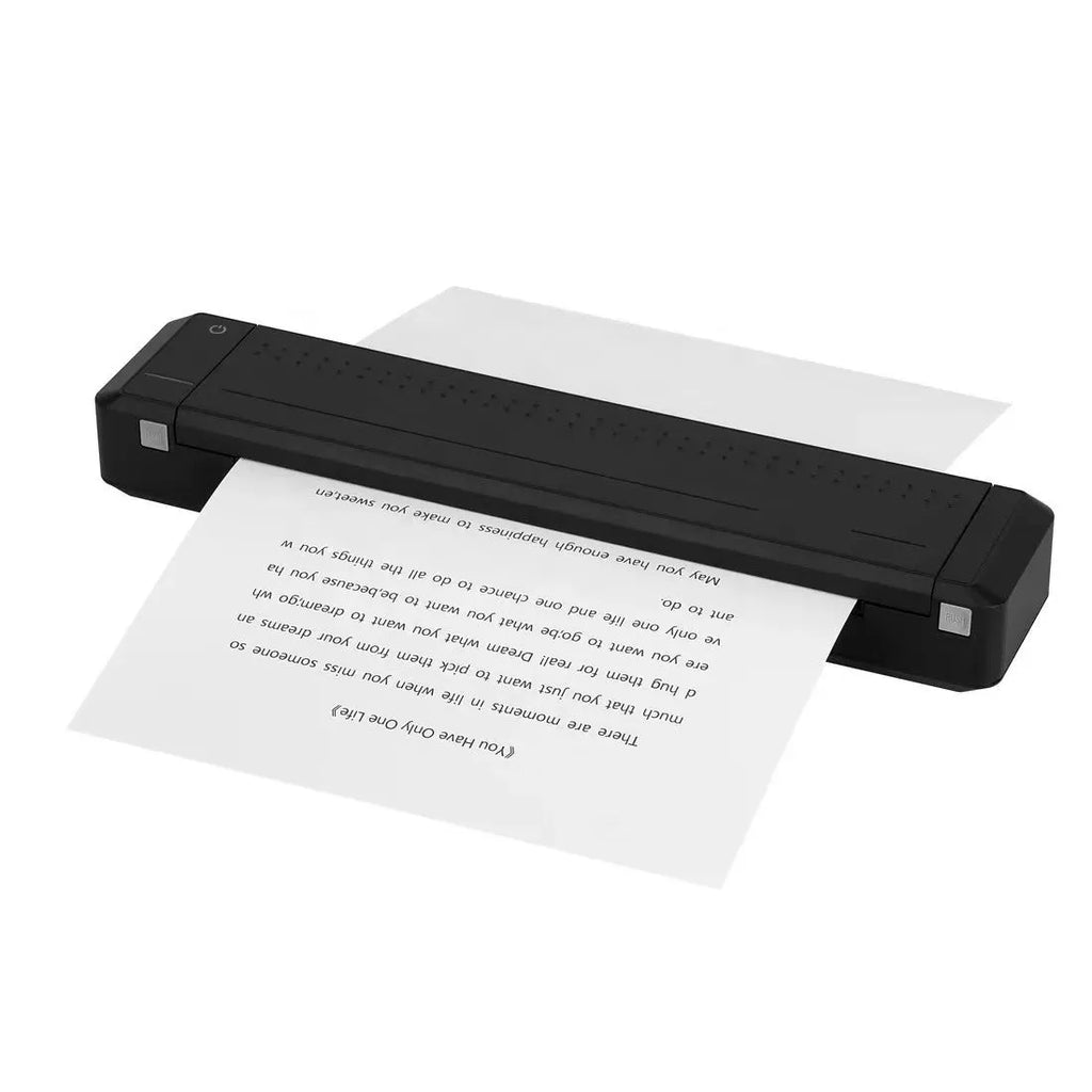 Wireless Bluetooth A4 thermal printer in black plastic casing with USB Type-C port