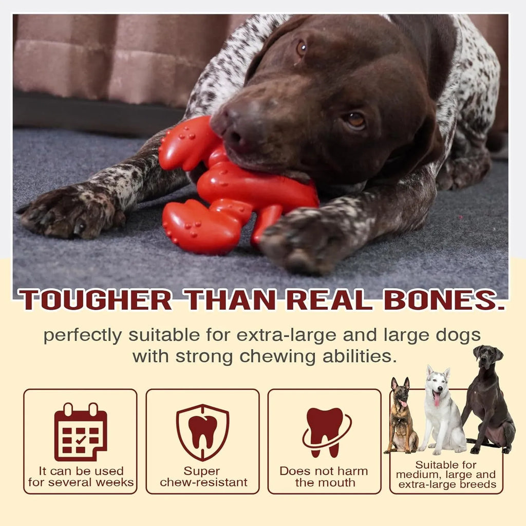 Red hard material dog chew toy for large breed dogs and aggressive chewers
