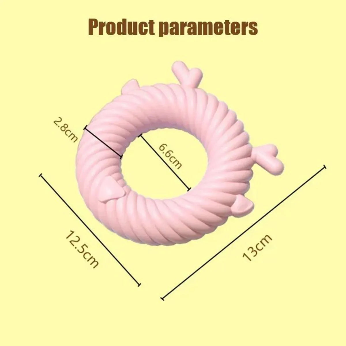 Deer-shaped dog chew toy with spiral grooves for teeth cleaning in blue, pink, or green