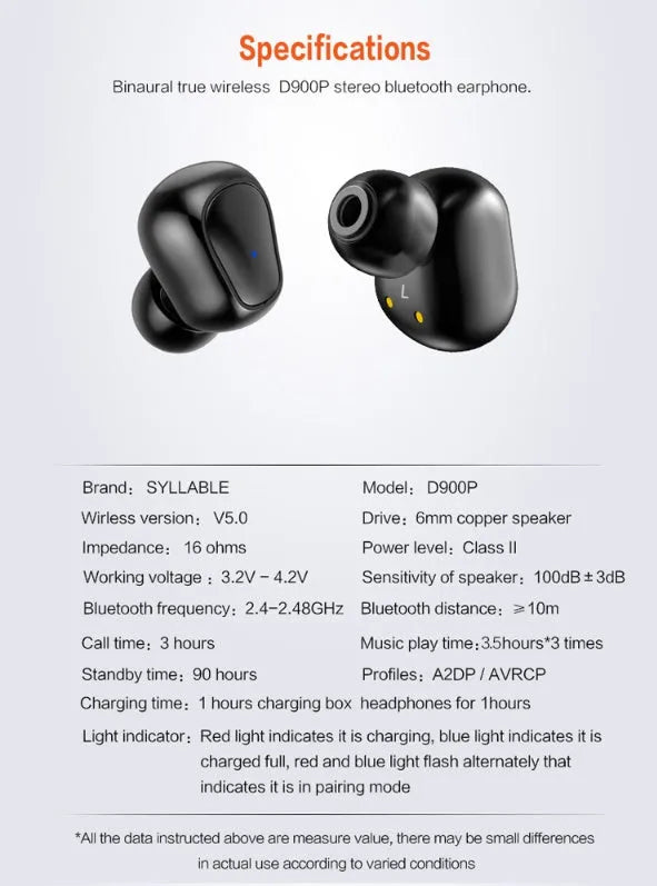 Ultra-lightweight black Bluetooth 5.0 TWS sports earbuds with a compact white charging case on a grey background.