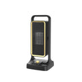 Black compact PTC ceramic desktop air heater with control knob on front