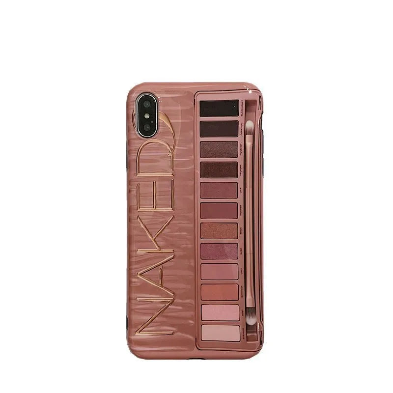Silicone iPhone case with eye shadow pattern in flesh and grey colours