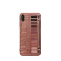 Silicone iPhone case with eye shadow pattern in flesh and grey colours