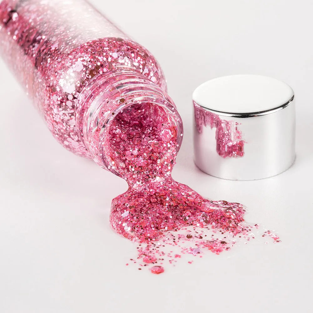 30g glitter body gel with chunky sequins in a compact pot, available in multiple colours for party makeup and nail art