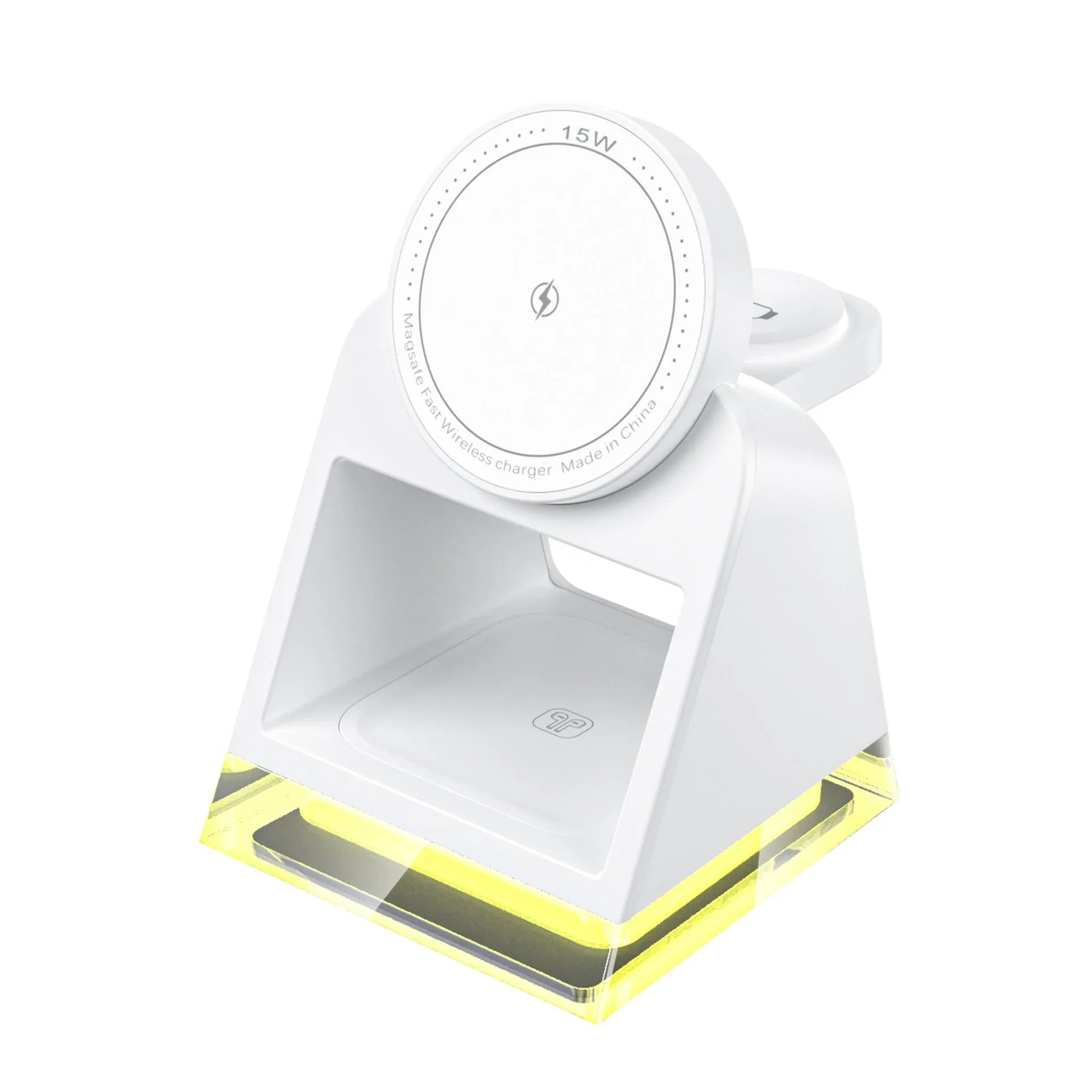 Touch Magnetic Three-in-one Wireless Charger in black, USB powered, compact plastic design for multi-device charging