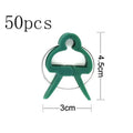 Green plastic and zinc plant fixing clips set with large and small sizes for climbing garden plants
