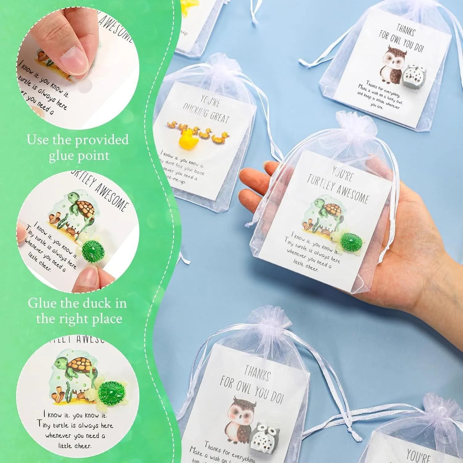 Resin greeting card set with pun inspirational quotes showing multiple card quantities