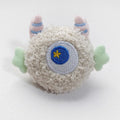Cartoon-shaped plush dog chew toy with large eyes and squeaker in assorted colours