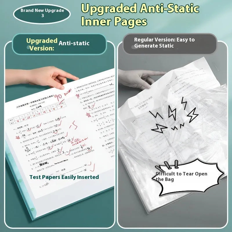 A3 multi-layer test paper storage bag in translucent blue colour with 40 page capacity on a clean background