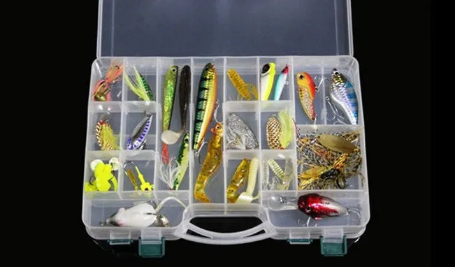 Double deck sub bait box with large capacity compartments for artificial fishing lures and tackle