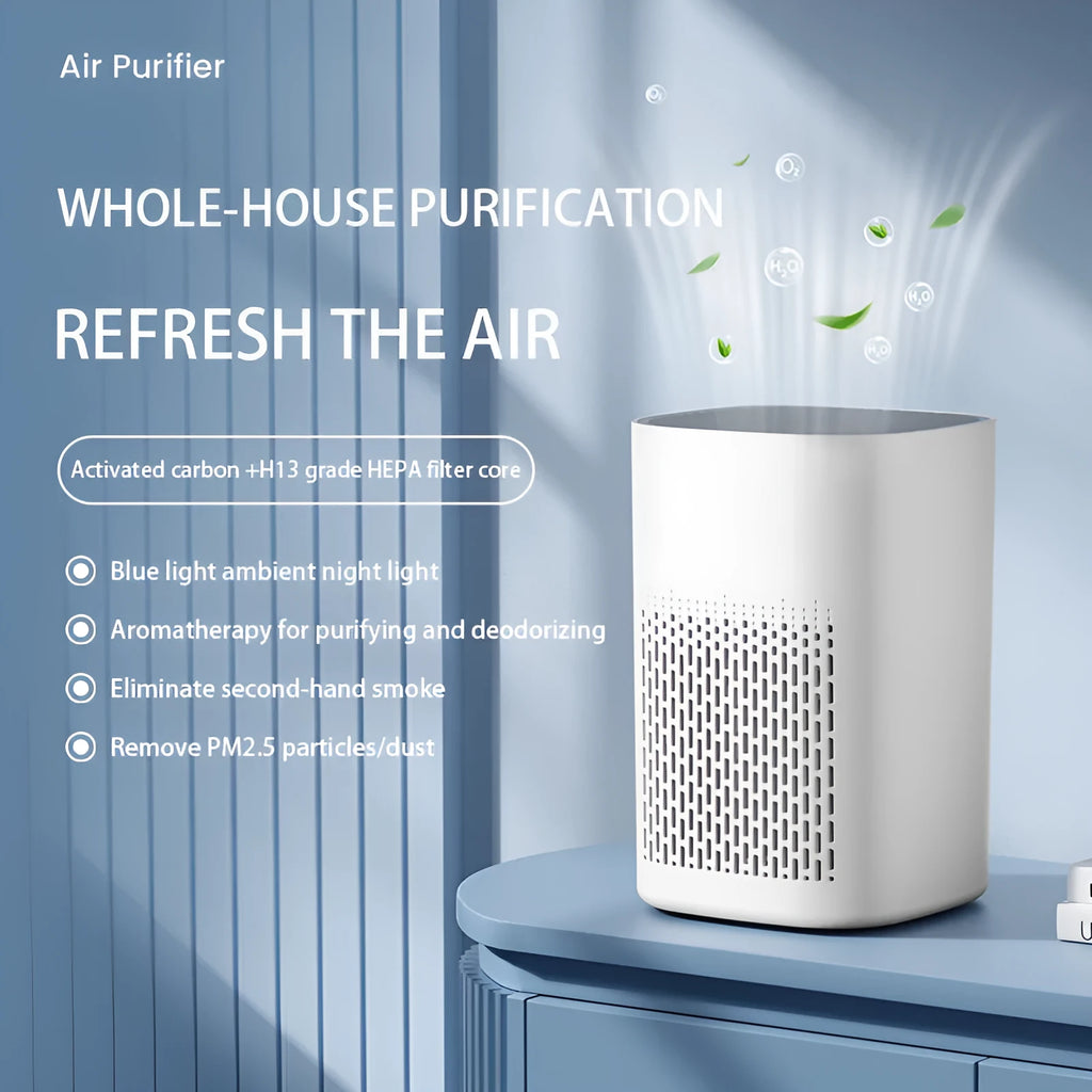 Simple style desktop air purifier with USB power cable for small room purification