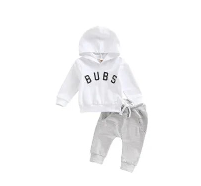 Boys' cotton letter printed hoodie trousers suit in dark brown, long sleeves, suitable for heights 70-110cm