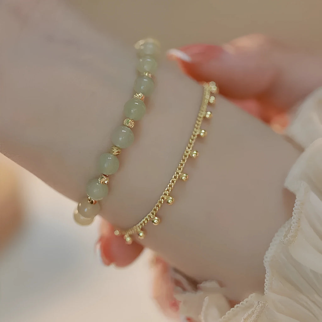 Natural Hetian Jade bracelet with princess running beaded style