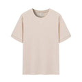 Men's dark grey heavyweight waffle-textured short-sleeved t-shirt on a hanger.