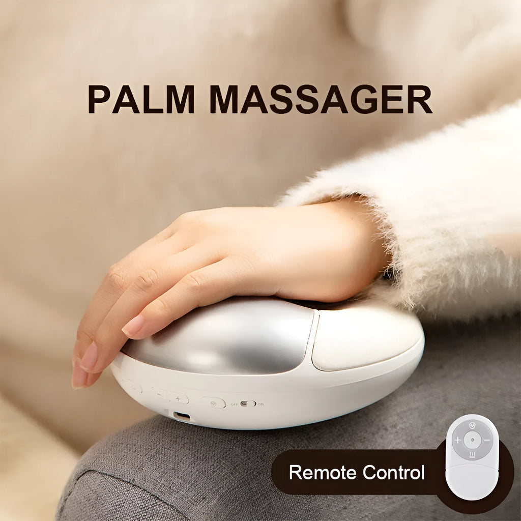 Smart electric hand massager with heat and pulse, white, 2400mAh USB rechargeable