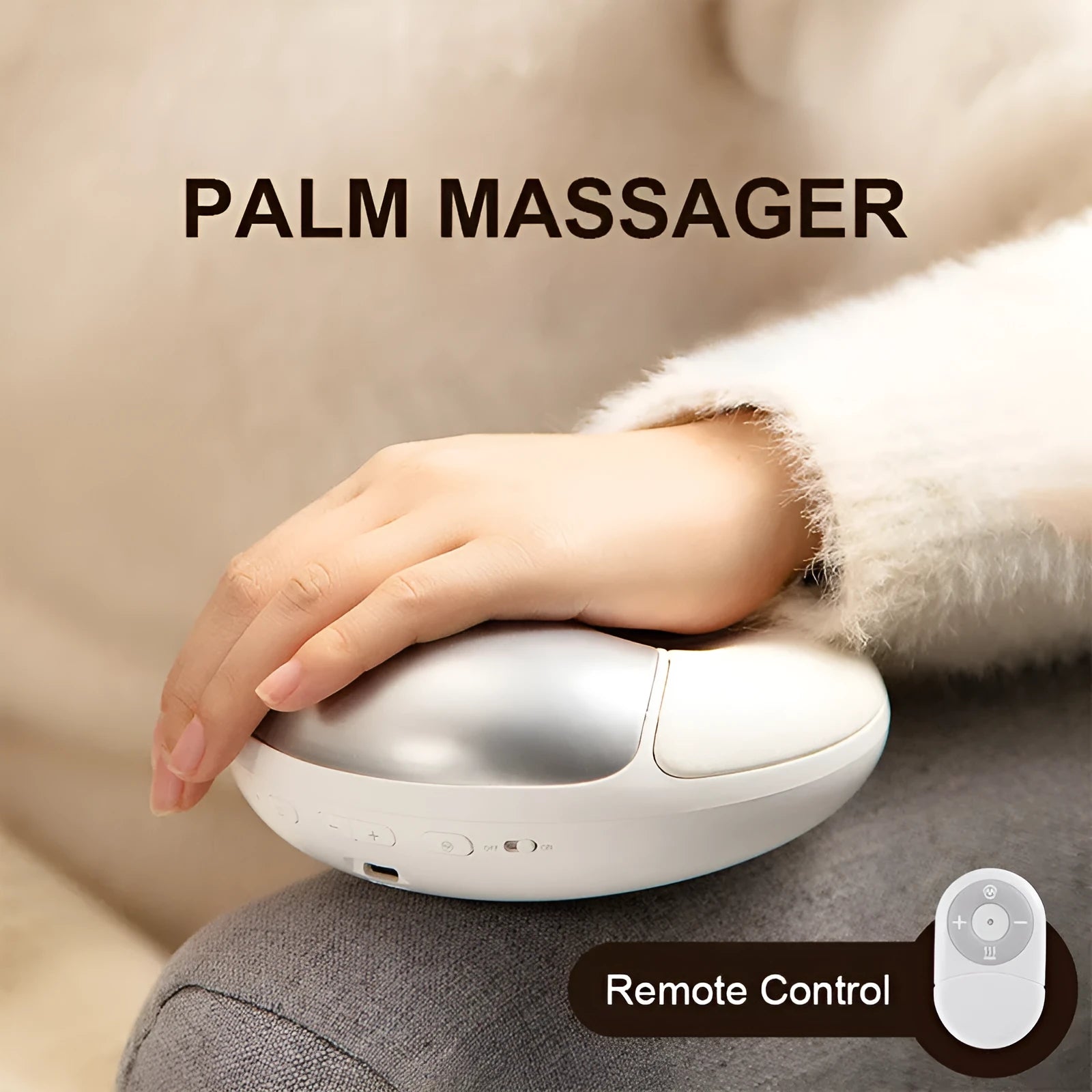 Smart electric hand massager with heat and pulse, white, 2400mAh USB rechargeable