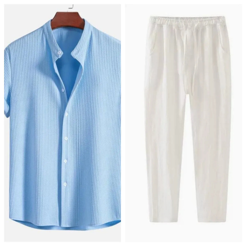 Men's short sleeve loose shirt in polyester fibre available in multiple colours