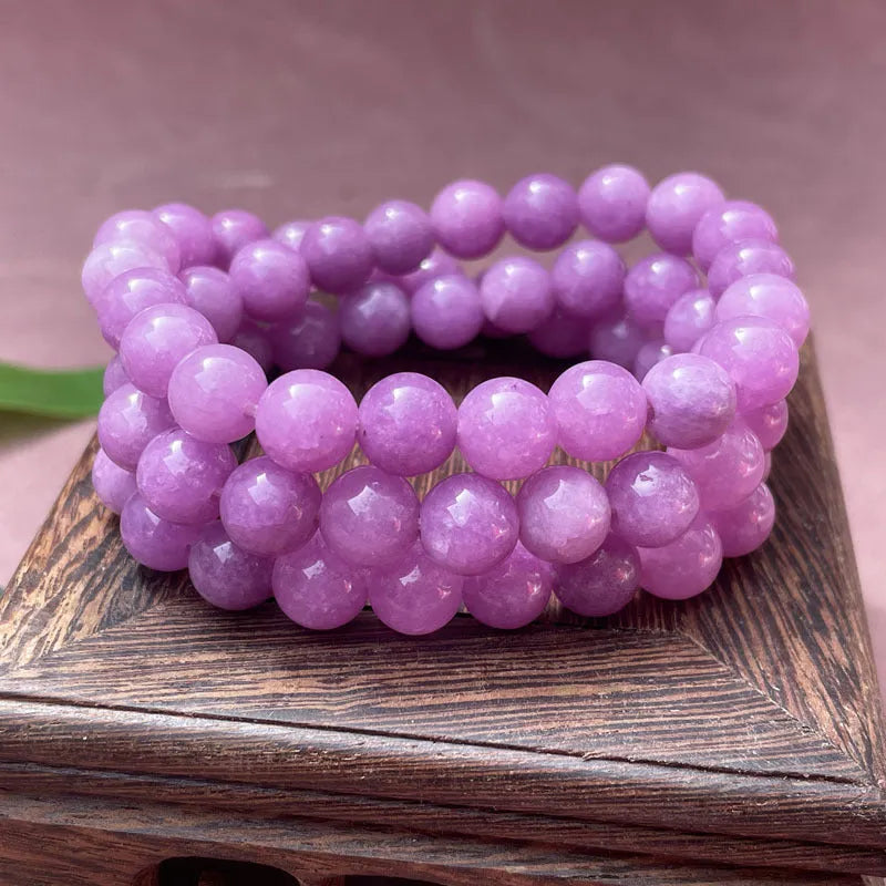 Purple Chinese-style quartz jade bracelet with single circle and three-circle bead options.