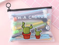 Marvel series cartoon pen set showing cactus design ballpoint pens in plastic storage case