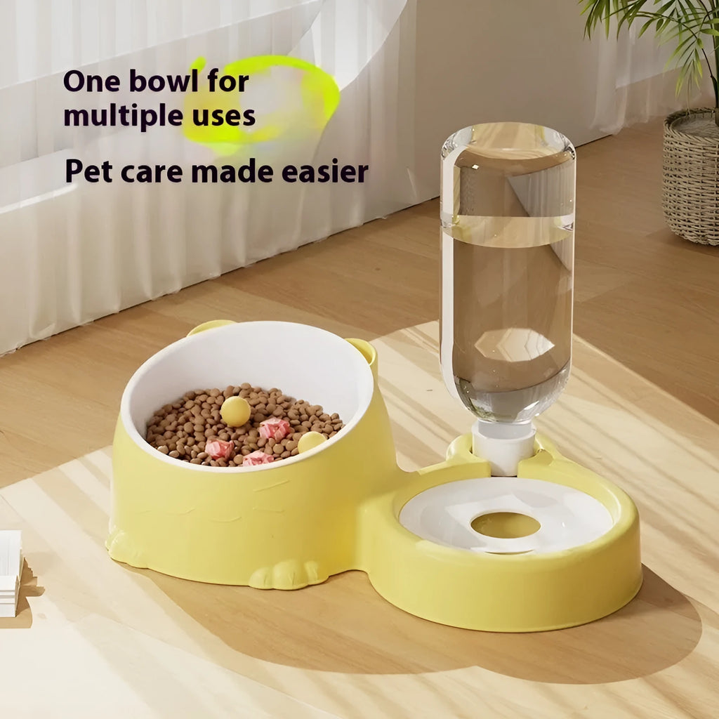 Automatic drinking pet basin for cats with two plastic bowls in a choice of five colours.