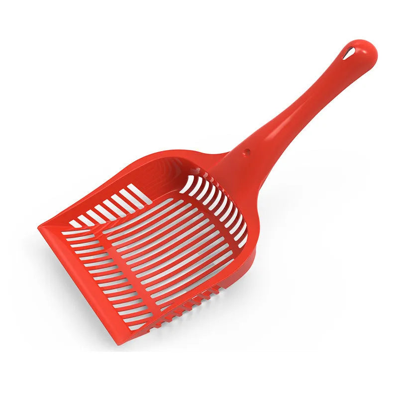 PP plastic cat litter scoop in red, yellow, and blue colours showing small and medium size options