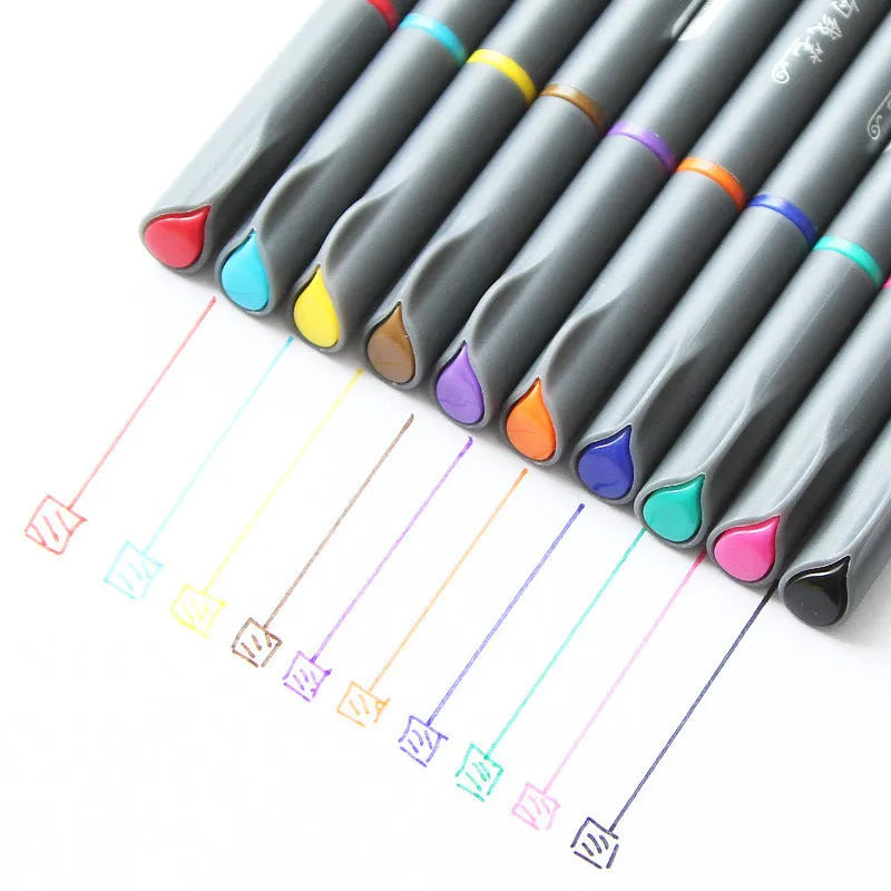 Pack of 10 hook line pens with 0.38mm tips for technical drawing and architecture drafting