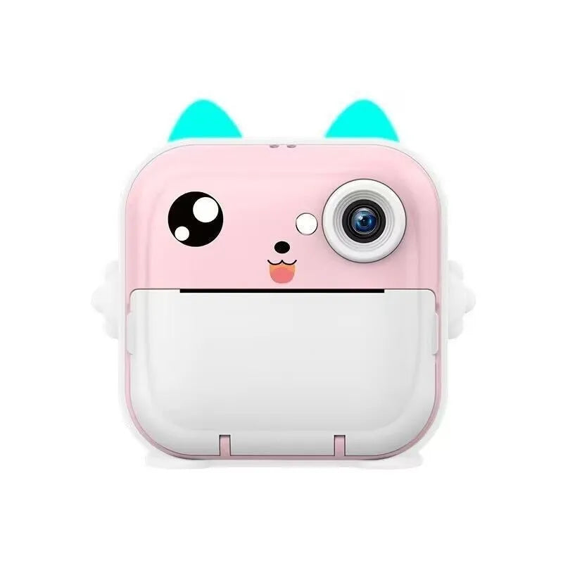 Children's SLR double lens camera toy in pink colour with compact handheld design