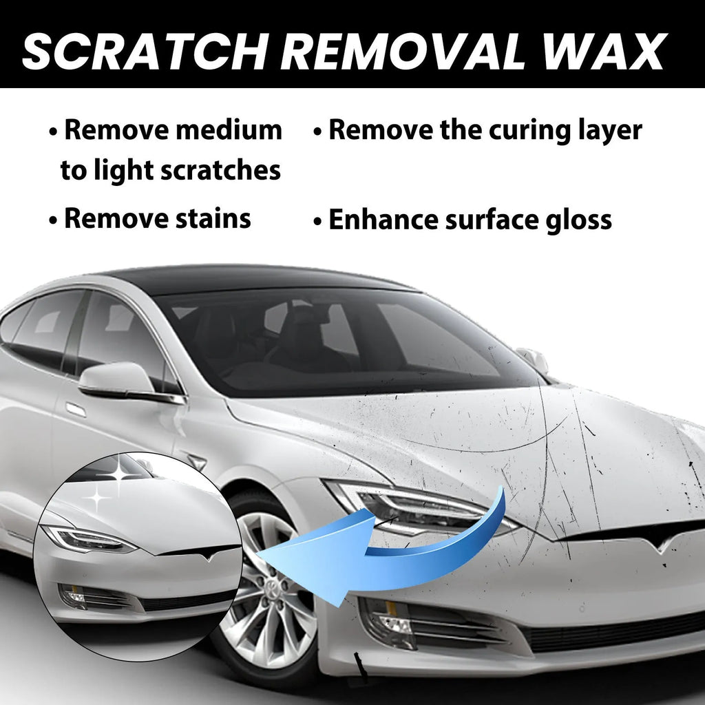 Car scratch wax 120ml kit with polishing sponge and cleaning towel for paint surface maintenance