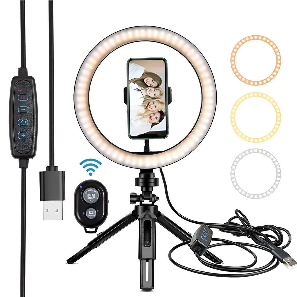 10-inch two-section telescopic ring macro flash with 5000K daylight for universal mobile phone macro photography