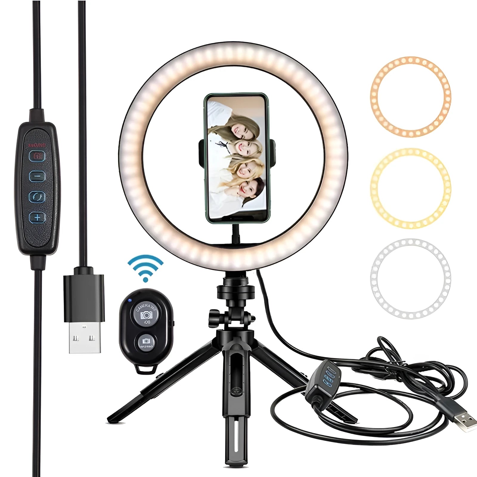 10-inch two-section telescopic ring macro flash with 5000K daylight for universal mobile phone macro photography